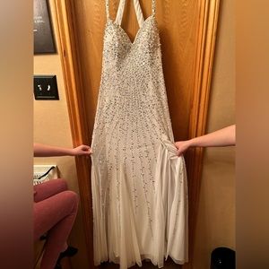 Sean Collection prom dress, white, some sparkles are missing.
